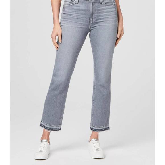 NEW PAIGE cindy crop high rise straight jean in faded pavement - Picture 1 of 4